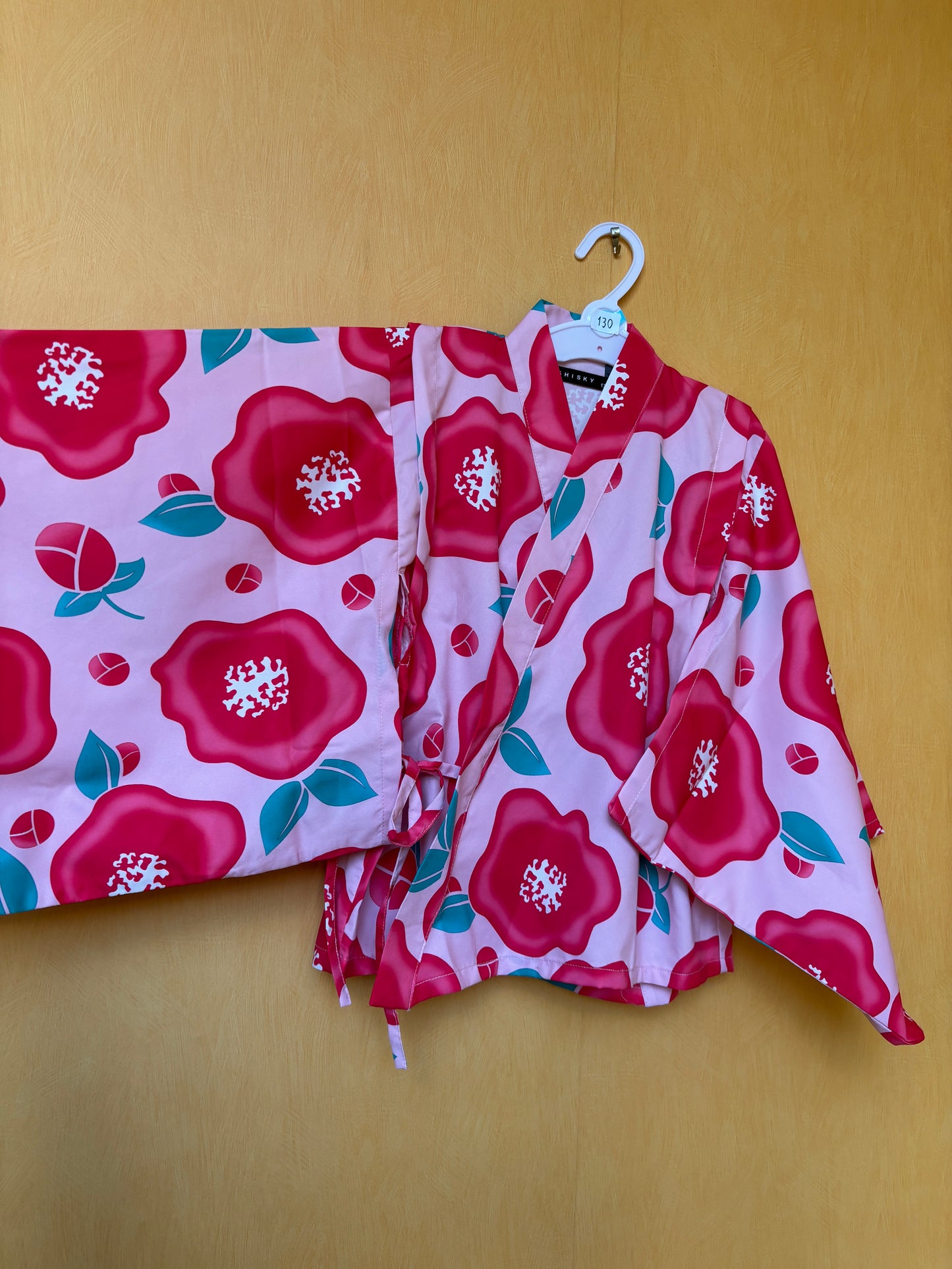 6~7ans ★ Robe yukata fille – Ensemble 3 pièces : robe, veste kimono et ceinture 🎀