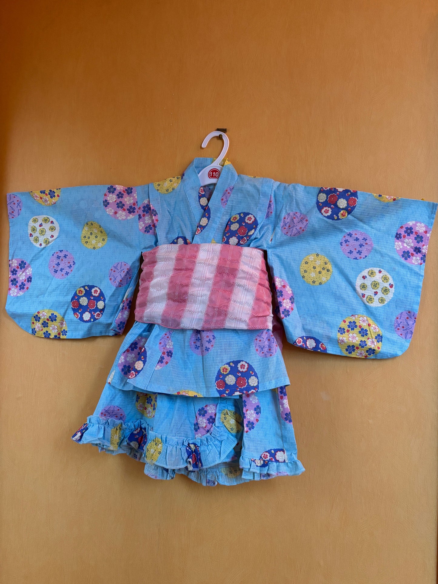 5~6 ans ★ Robe Yukata pour enfants – style japonais, jupe évasée et ceinture à nœud, parfaite pour l’été 🌸