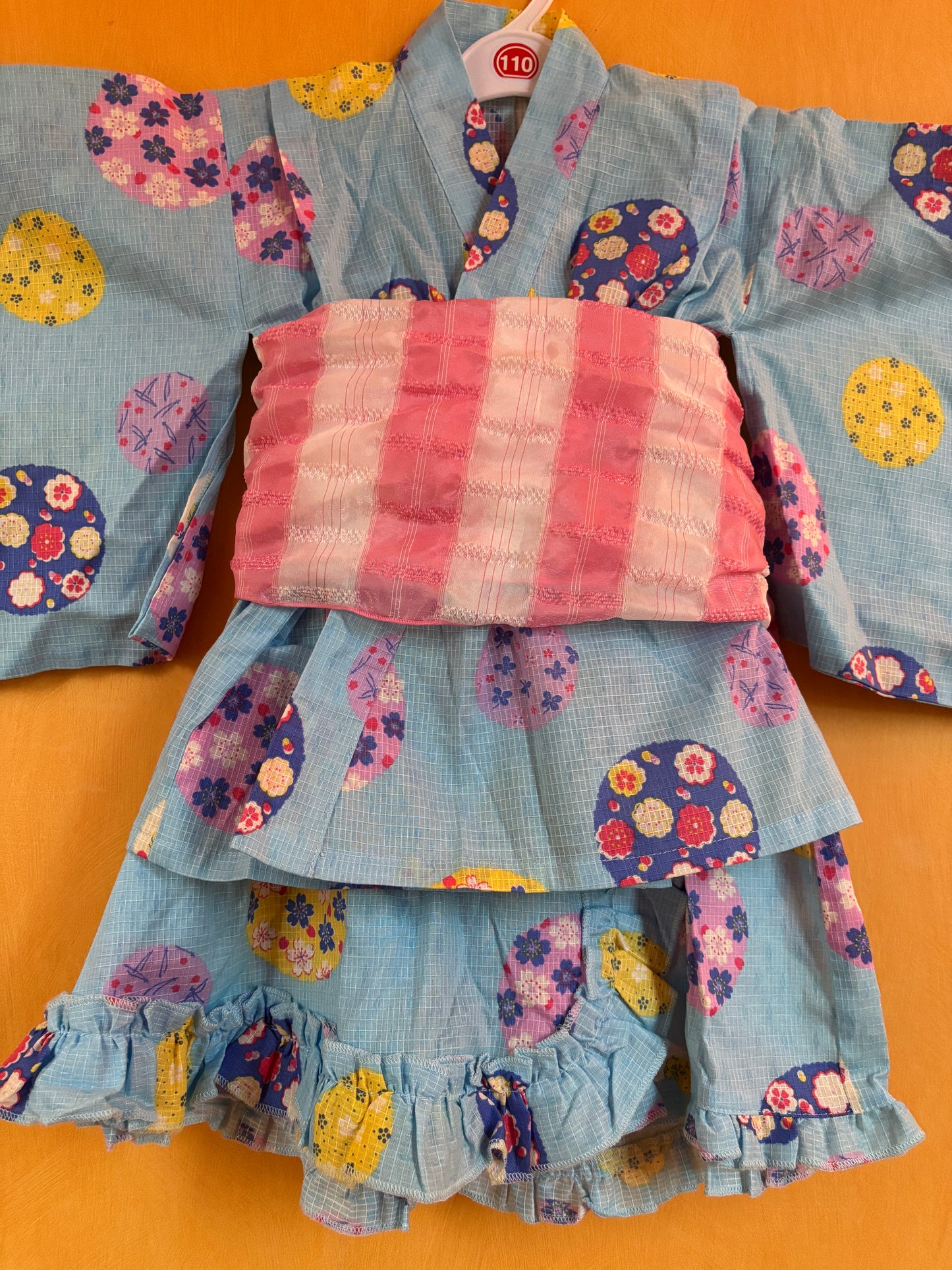 5~6 ans ★ Robe Yukata pour enfants – style japonais, jupe évasée et ceinture à nœud, parfaite pour l’été 🌸