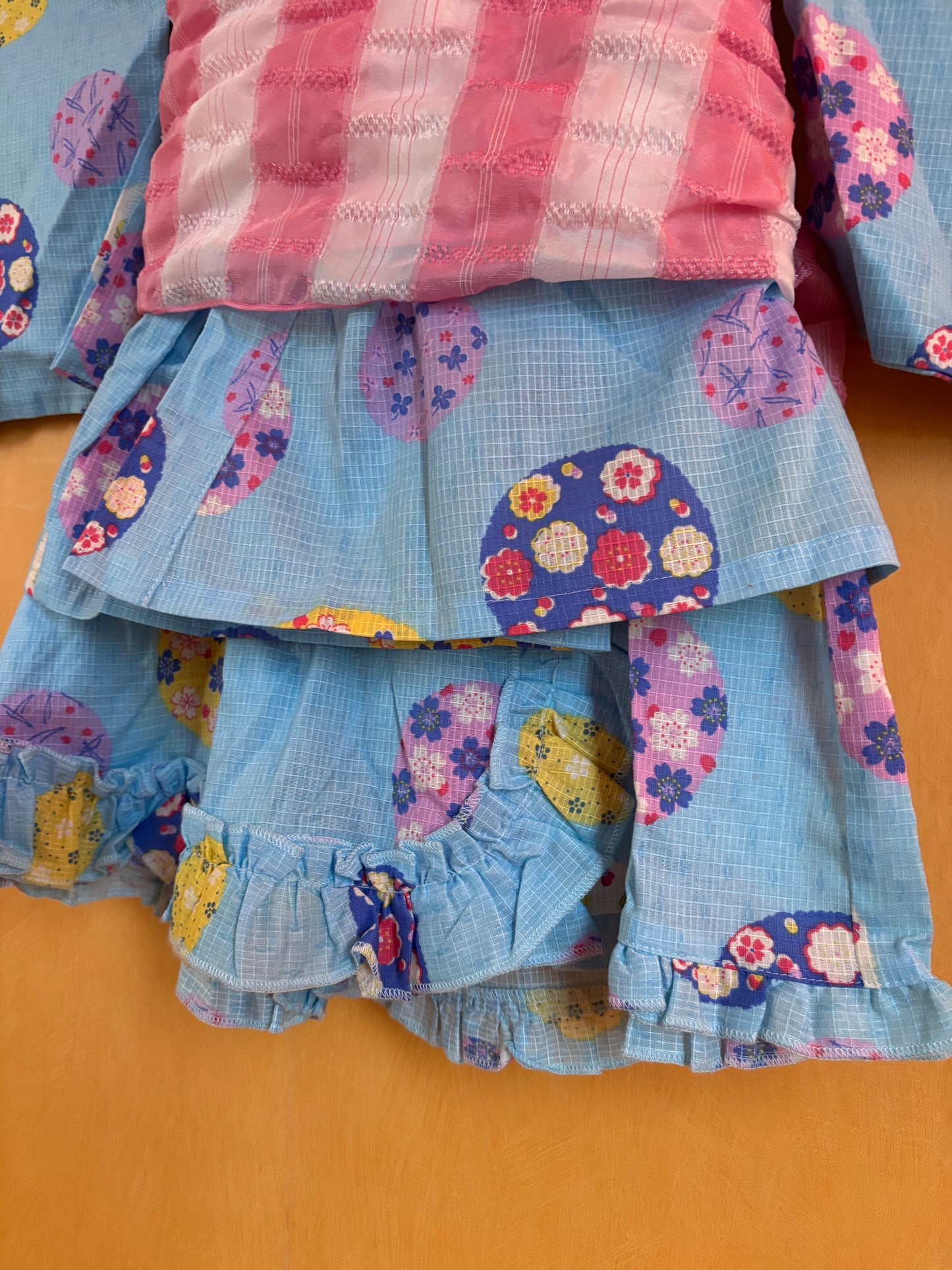 5~6 ans ★ Robe Yukata pour enfants – style japonais, jupe évasée et ceinture à nœud, parfaite pour l’été 🌸