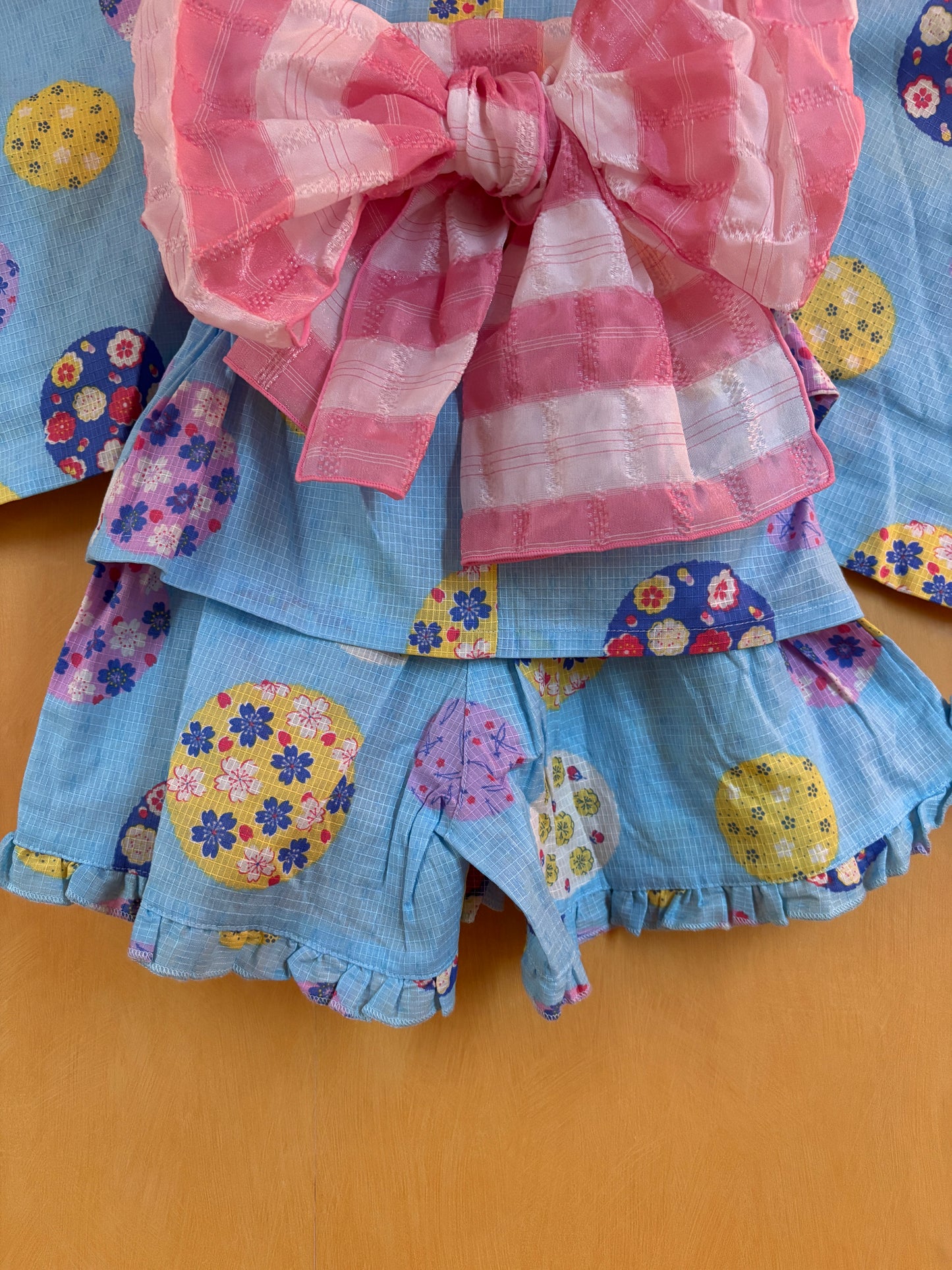 5~6 ans ★ Robe Yukata pour enfants – style japonais, jupe évasée et ceinture à nœud, parfaite pour l’été 🌸