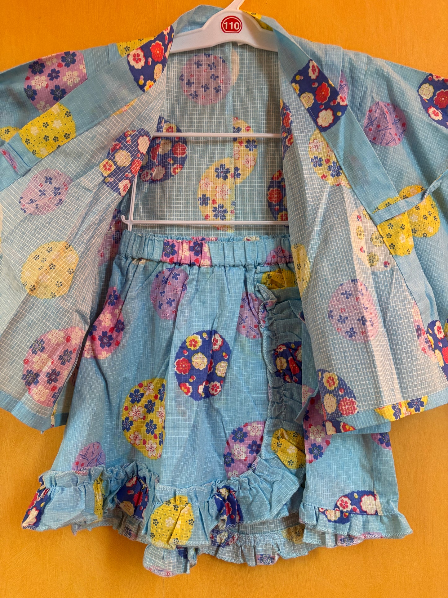 5~6 ans ★ Robe Yukata pour enfants – style japonais, jupe évasée et ceinture à nœud, parfaite pour l’été 🌸