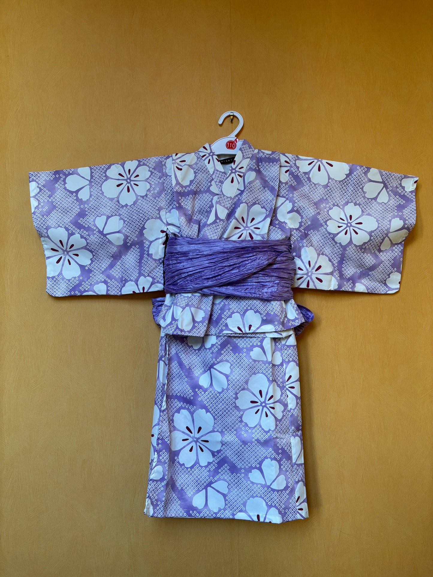 5~6 ans ★ Robe yukata fille – Ensemble 3 pièces : robe, veste kimono et ceinture 🎀