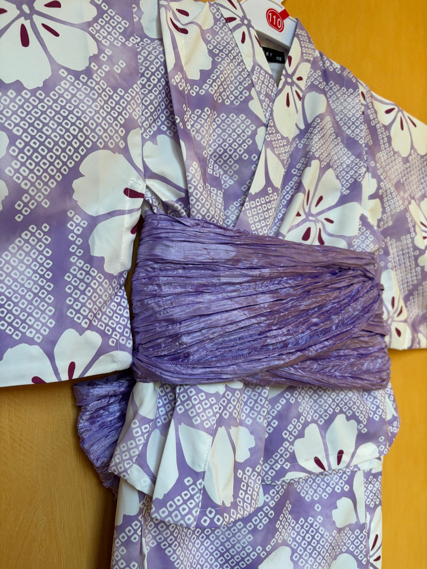 5~6 ans ★ Robe yukata fille – Ensemble 3 pièces : robe, veste kimono et ceinture 🎀