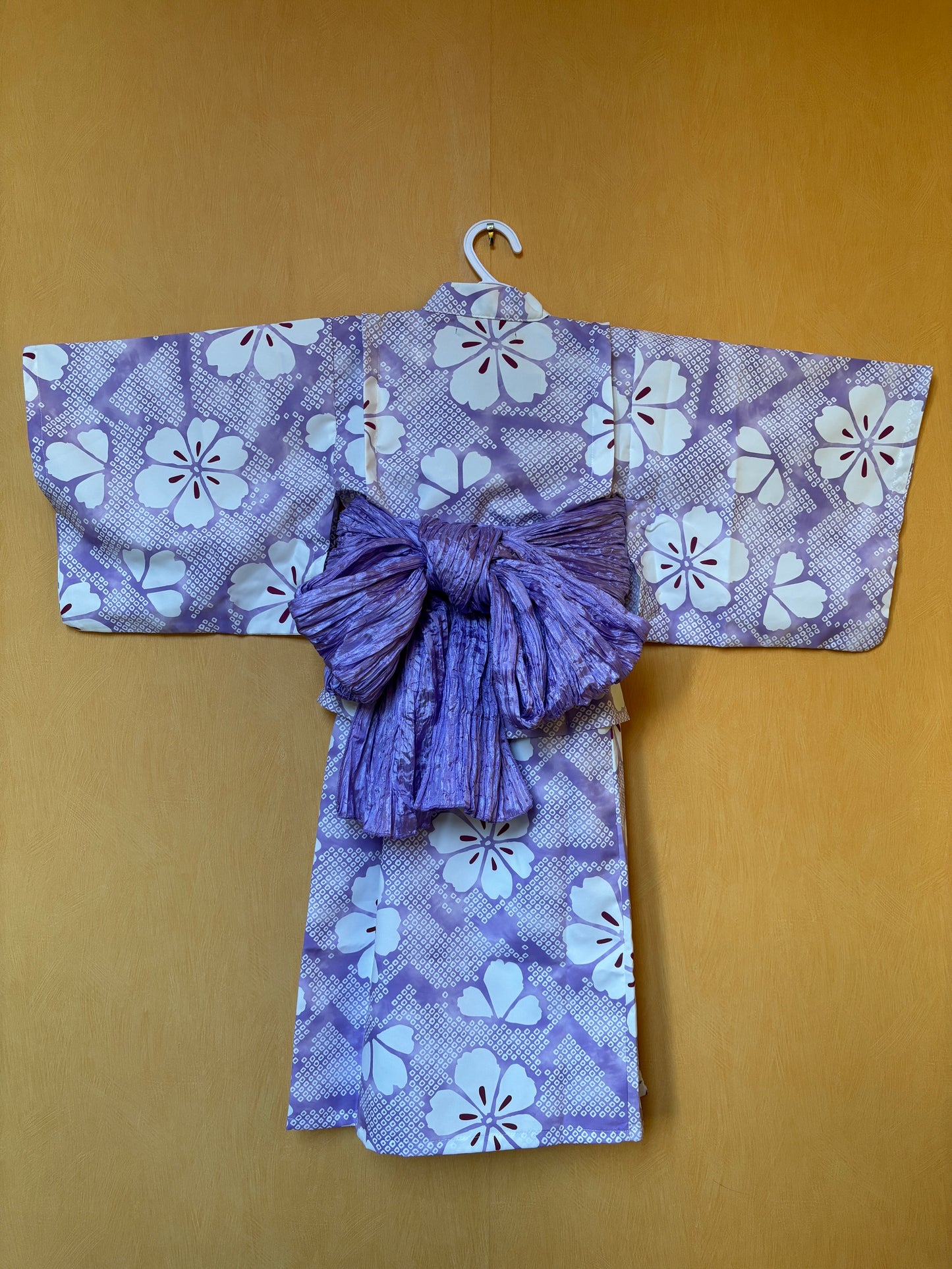 5~6 ans ★ Robe yukata fille – Ensemble 3 pièces : robe, veste kimono et ceinture 🎀
