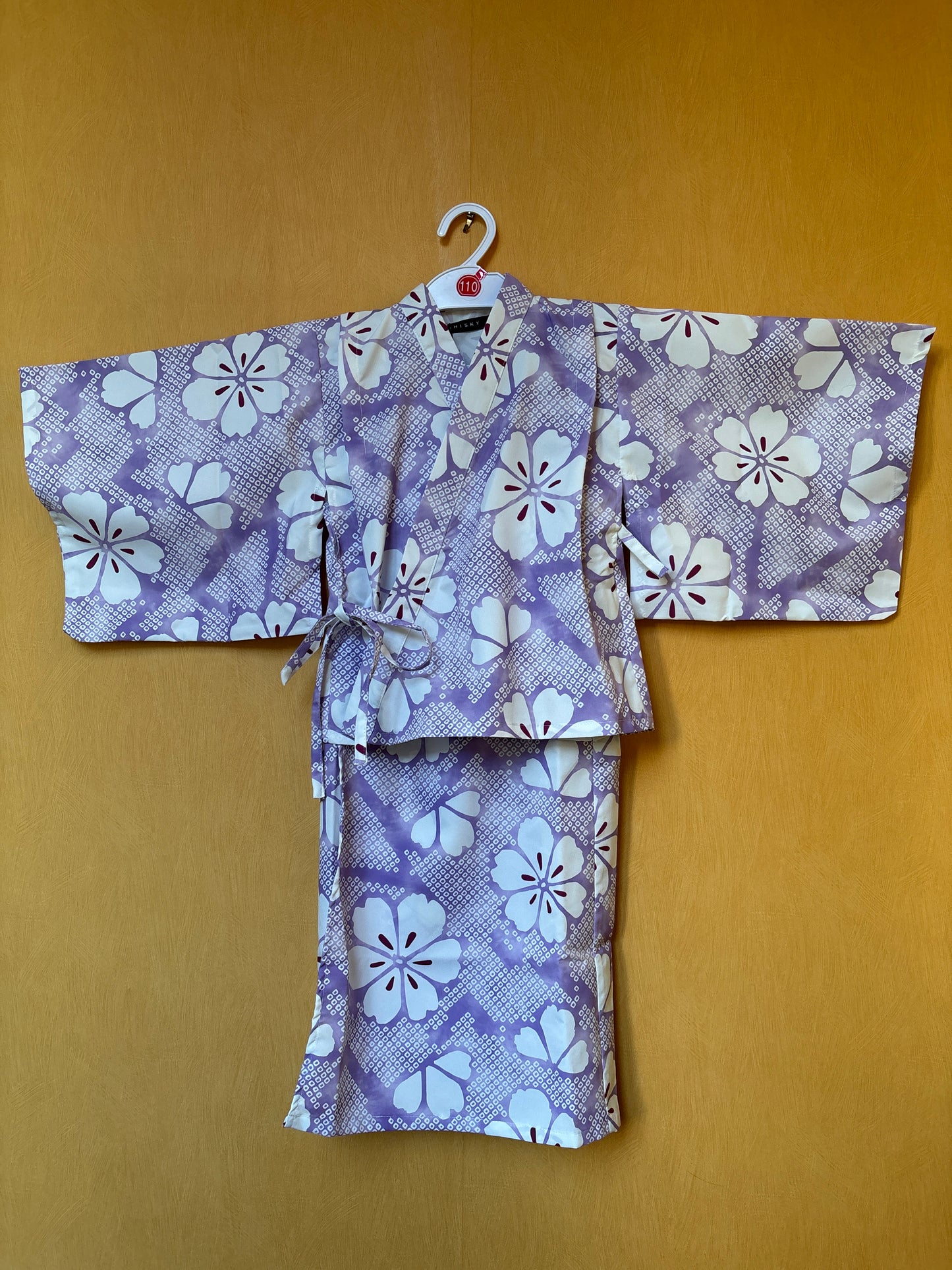 5~6 ans ★ Robe yukata fille – Ensemble 3 pièces : robe, veste kimono et ceinture 🎀