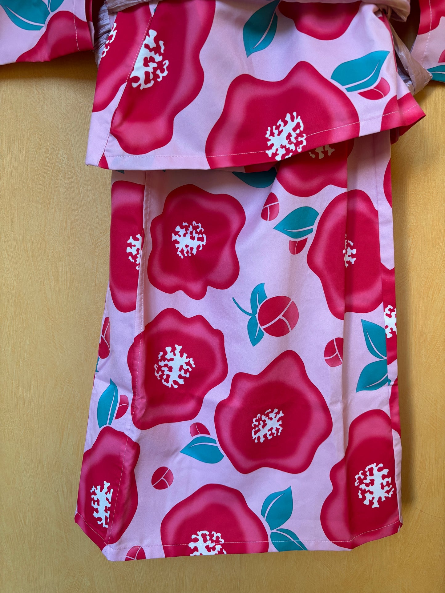 6~7ans ★ Robe yukata fille – Ensemble 3 pièces : robe, veste kimono et ceinture 🎀