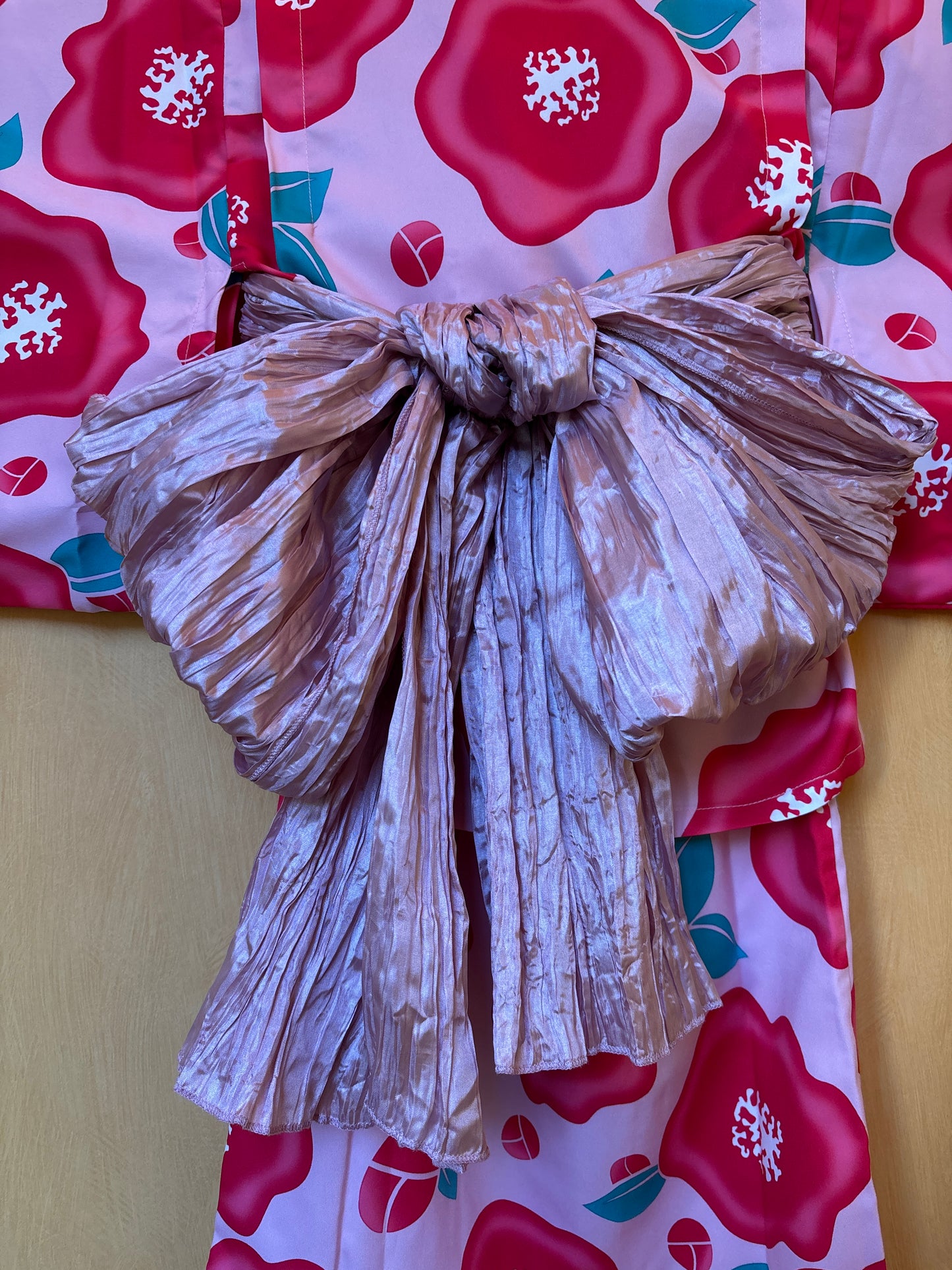 6~7ans ★ Robe yukata fille – Ensemble 3 pièces : robe, veste kimono et ceinture 🎀