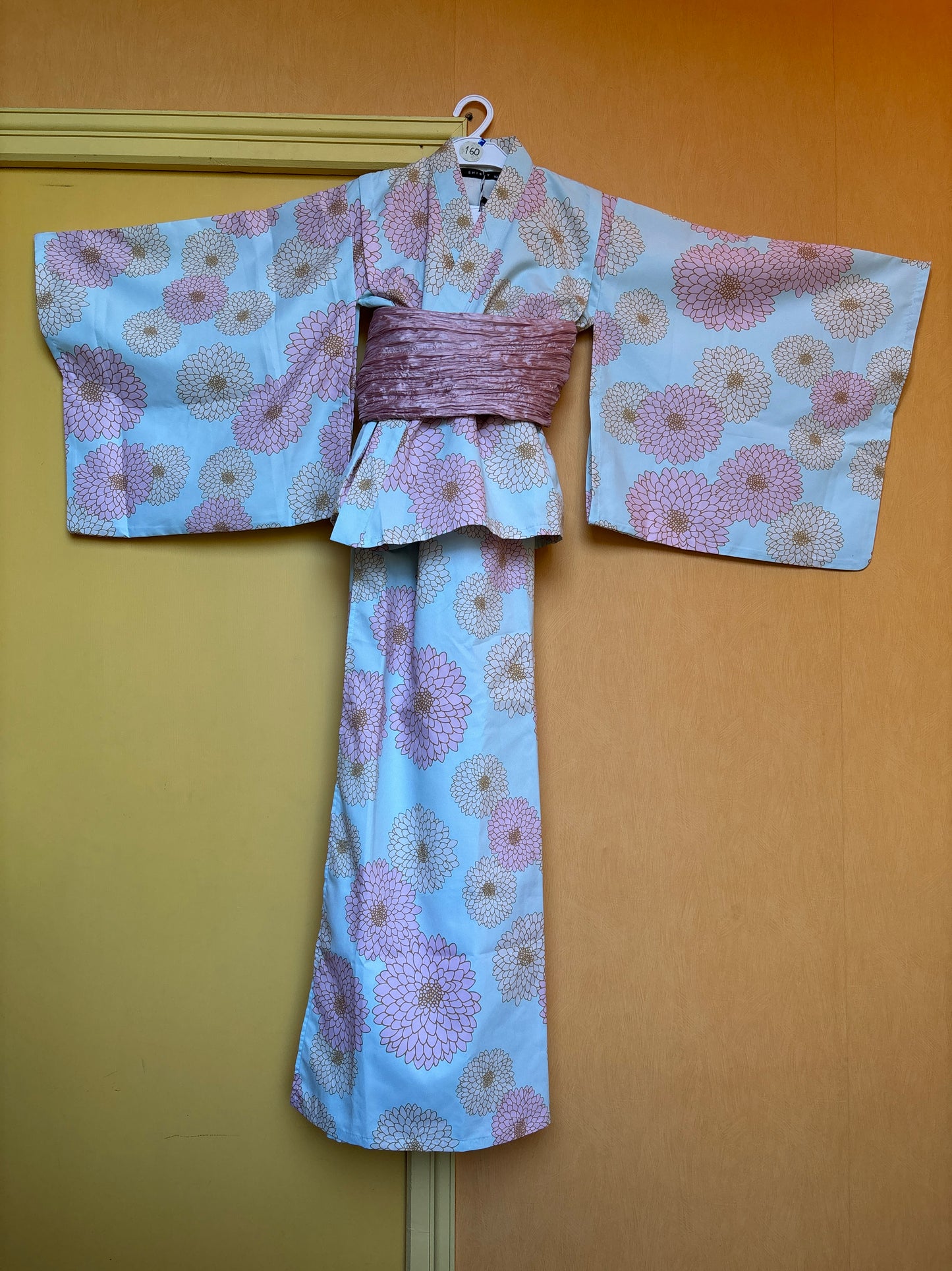 13~15ans ★ Robe yukata fille – Ensemble 3 pièces : robe, veste kimono et ceinture 🎀