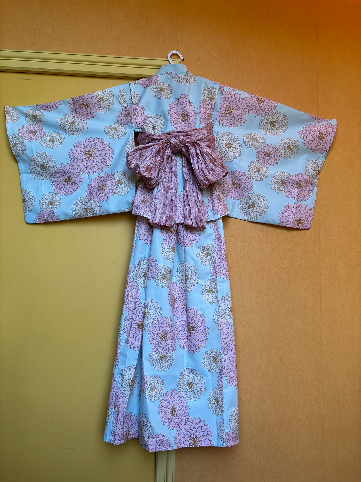 13~15ans ★ Robe yukata fille – Ensemble 3 pièces : robe, veste kimono et ceinture 🎀