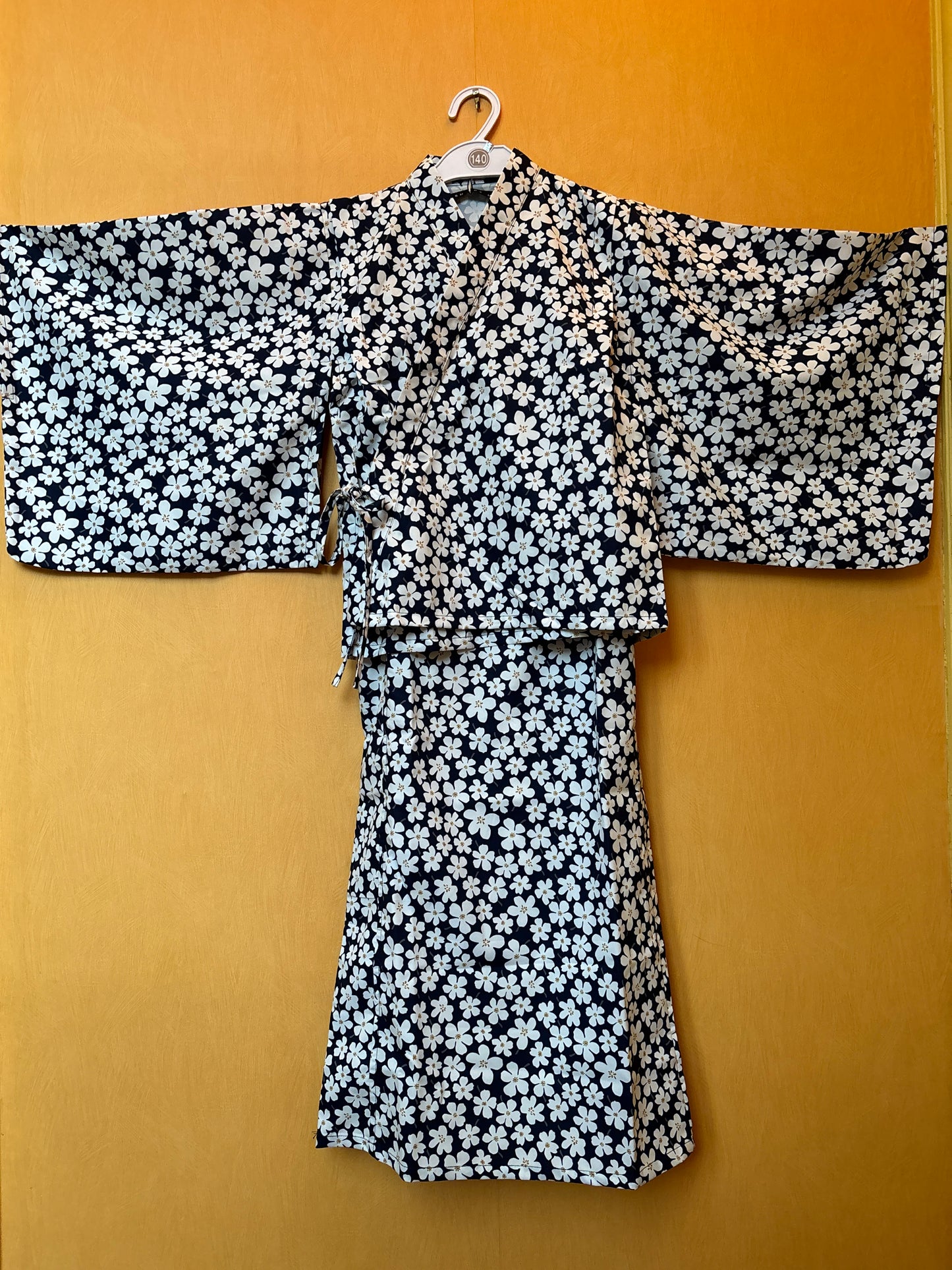 9~10 ans ★ Robe yukata fille – Ensemble 3 pièces : robe, veste kimono et ceinture 🎀