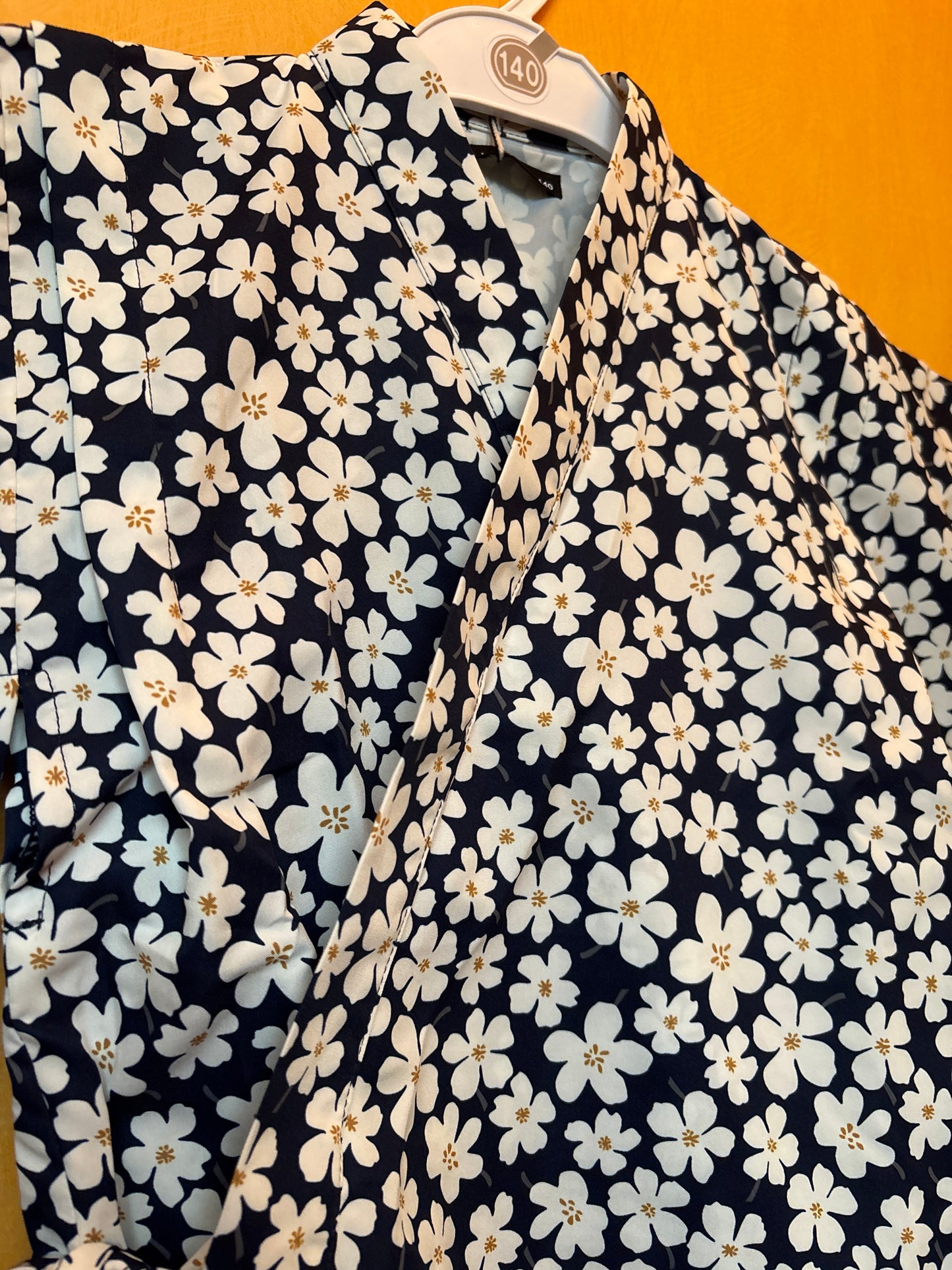 9~10 ans ★ Robe yukata fille – Ensemble 3 pièces : robe, veste kimono et ceinture 🎀