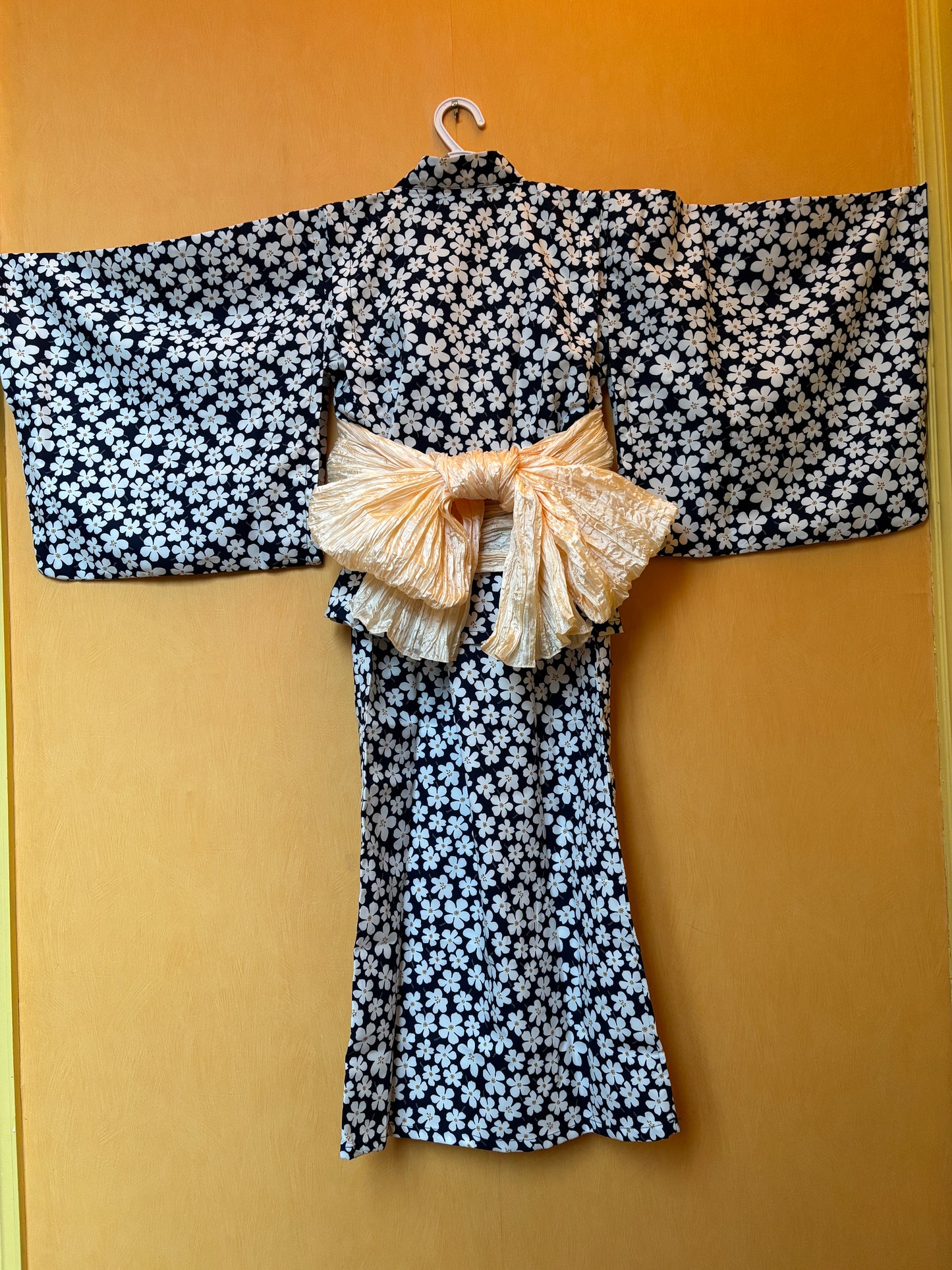 9~10 ans ★ Robe yukata fille – Ensemble 3 pièces : robe, veste kimono et ceinture 🎀