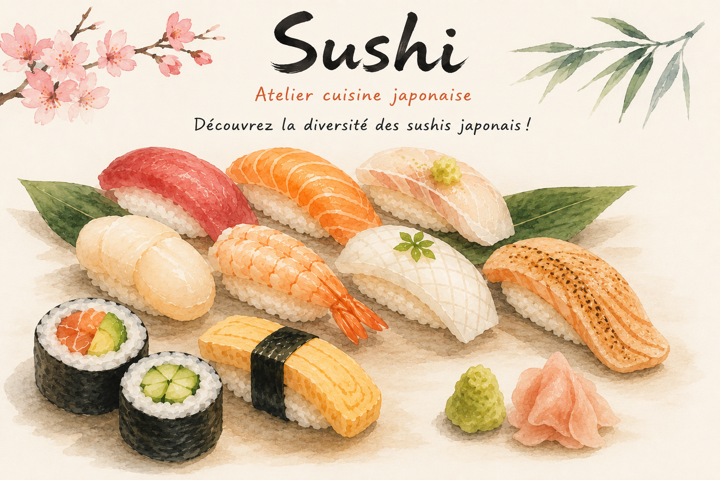 Cours de cuisine - 12 septembre - Sushis 【La Chapelle Saint Ursin】