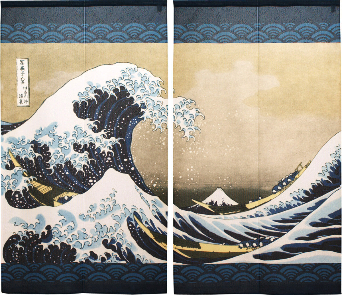 Noren double Grande vague de Kanagawa