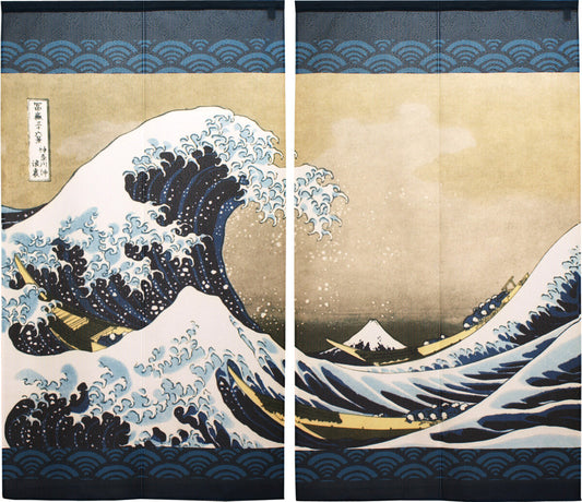 Noren double Grande vague de Kanagawa