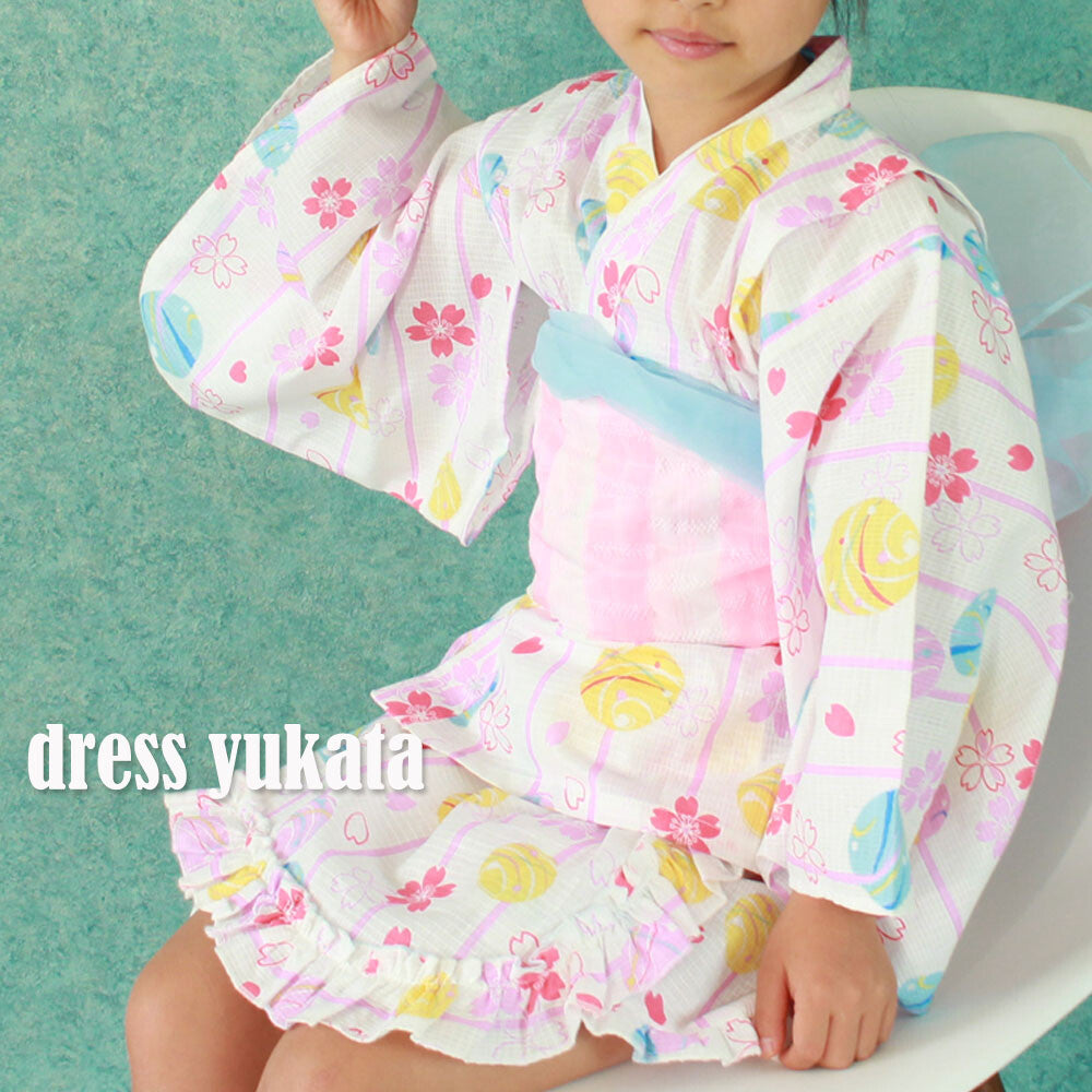 2 ans ★ Robe Yukata pour enfants – style japonais, jupe évasée et ceinture à nœud, parfaite pour l’été 🌸